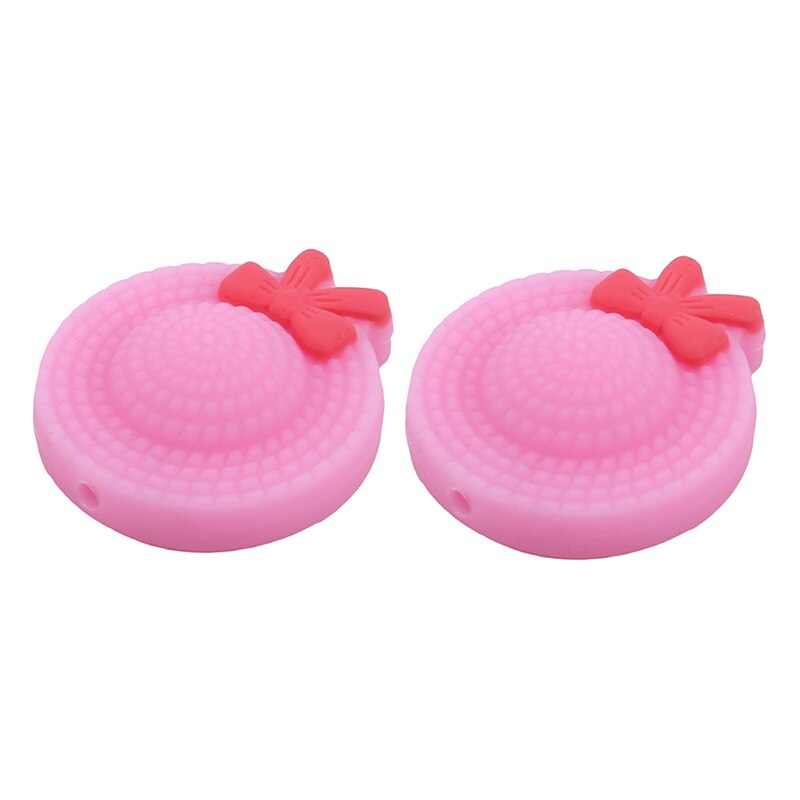 5Pc Baby Ketting Tanden Gel Leuke Boog Cap Baby Siliconen Slijpen Kralen Diy Sieraden Accessoires Baby Kauwen Speelgoed bijtring: pink