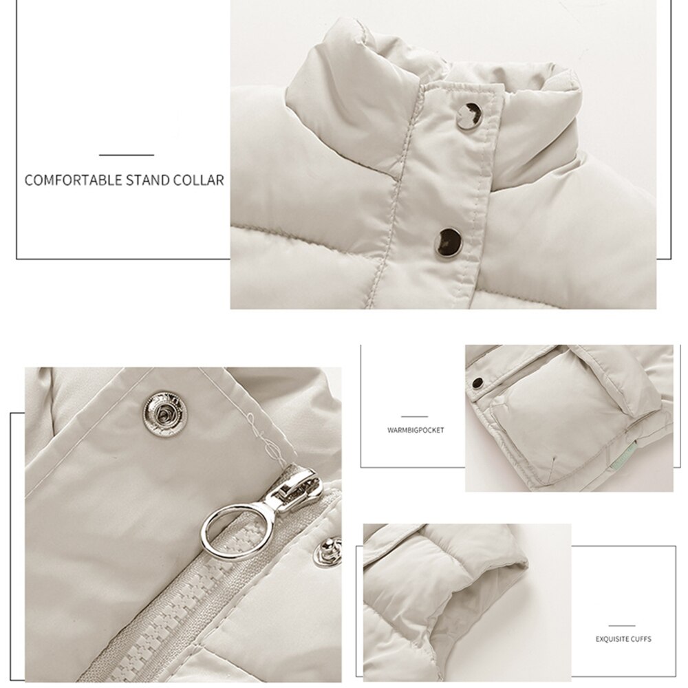 Chaleco de algodón para niños y niñas de 3 a 10 años, ropa de abrigo cálida informal con cremallera, cuello alto, Color sólido, Otoño e Invierno