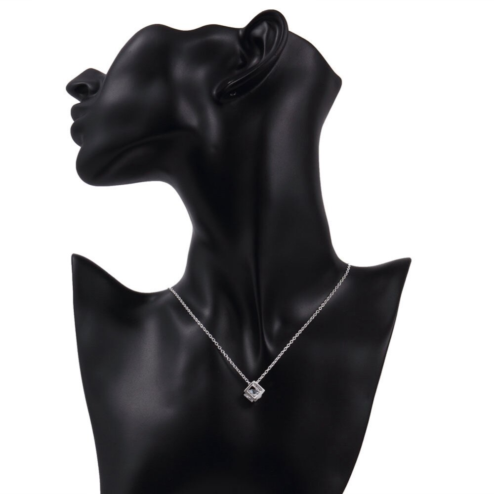 Colliers en argent Sterling 925 pour femmes, chaîne carrée Simple et élégante, Long pendentif en zircone cubique, bijoux fins pour femmes