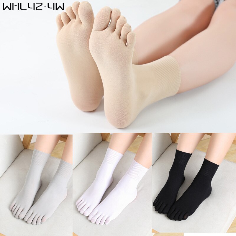 Summer Nylon Woman Man Five Finger Socks Solid Good Boneless Breathable Elastic No Heel Thin Silk Socks With Toes Brand