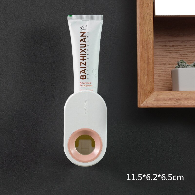 Magnetic Adsorption Inverted Toothbrush Holder Double Automatic Toothpaste Squeezer Dispenser Storage Rack Bathroom Accessories: green