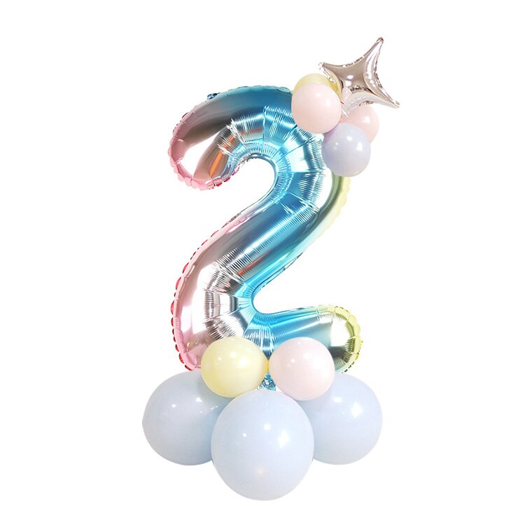 32 Inch Rainbow Gradient Number Balloons Boy Girls First Birthday Party Decorations Kids Adult Wedding Baby Shower Decorations