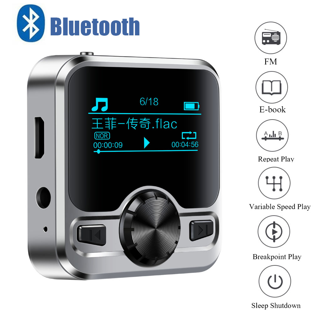 Sport MP3 Speler Draadloze Bluetooth Spaeak IPX6 Waterdicht Muziek Betaler Met Verwijderbare Terug Clip Ondersteuning E-book Opname Fm