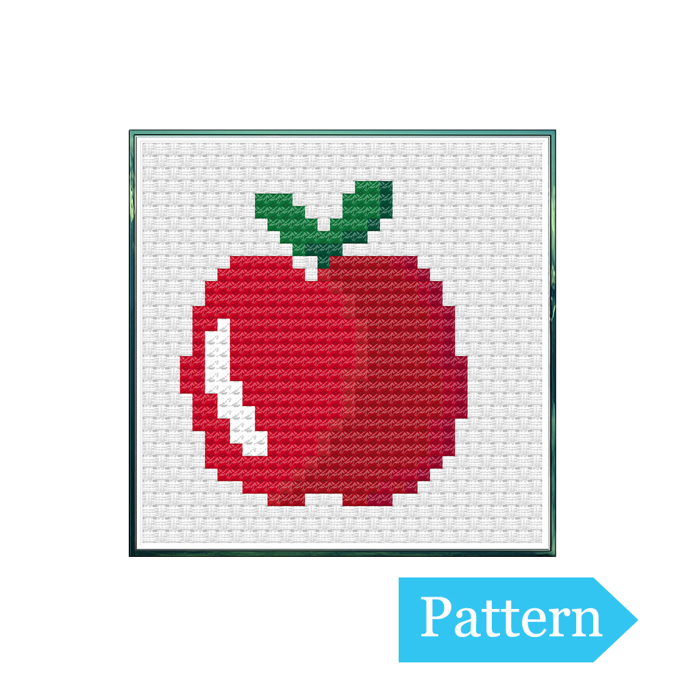 Cute Apple Cross Stitch Pattern Chart DMC Symbol Color Chart