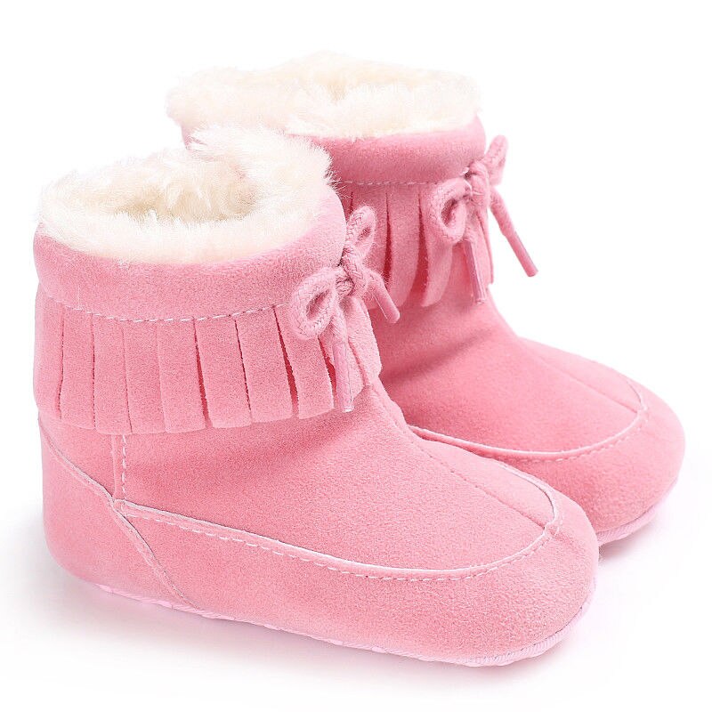 Recién nacido Niño, bebé, Invierno botas bebé niña Cuna La nieve botas recién nacido Niño Prewalker arco botas Zapatos: Rosa / 0-6 meses