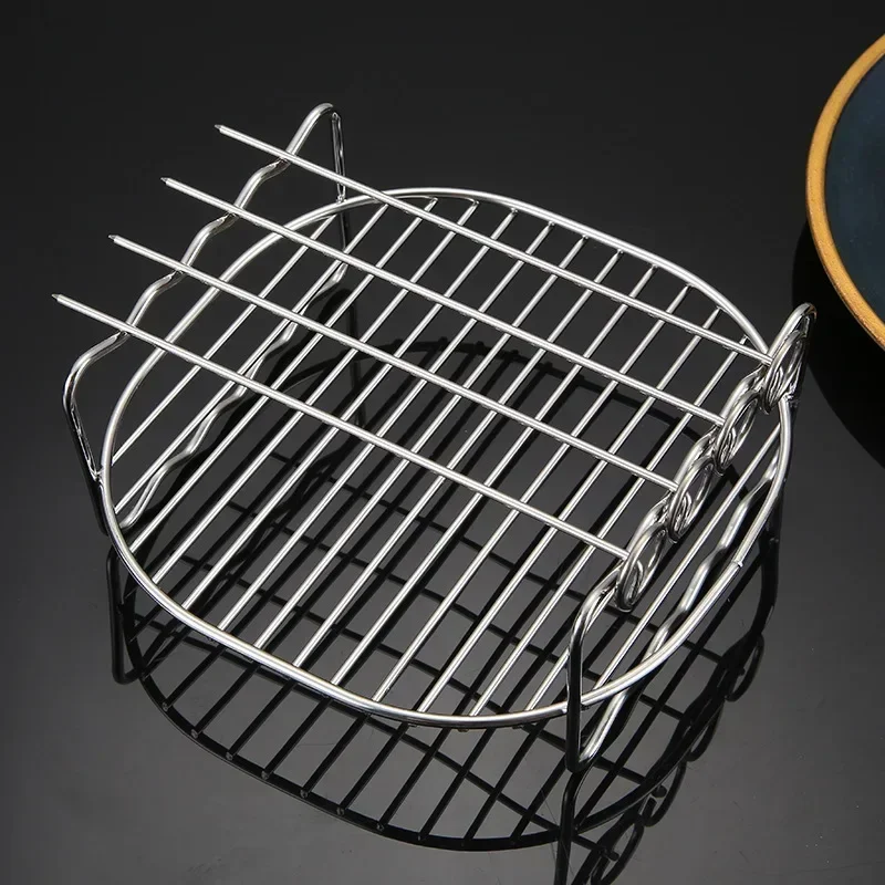 6/7/8 Inch Grill Roestvrijstalen Lucht Friteuse Stoomgrill Met Grillnet Mini Stoom Visnet Gegrilde Visrek Lucht Friteuse Accessorie