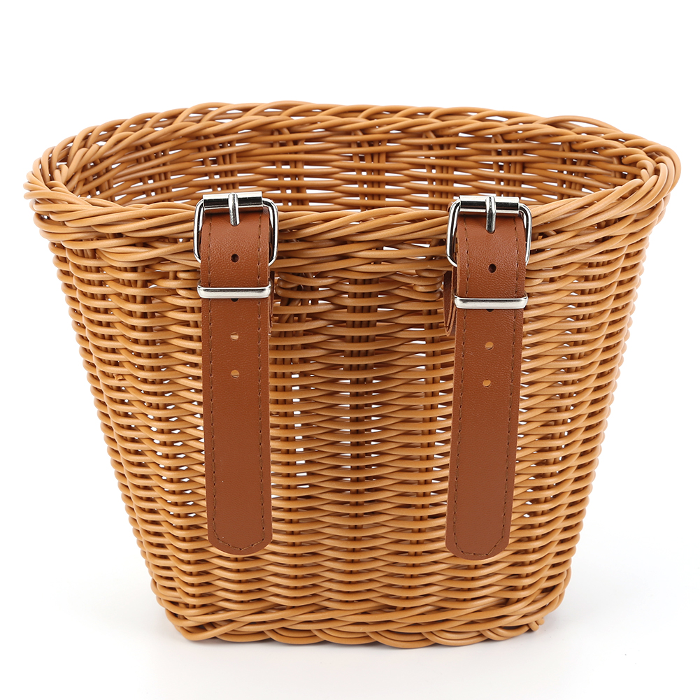 Cesta trenzada para bicicleta, campana para bicicleta, cesta extraíble de imitación de ratán para bicicleta, cesta de mimbre de imitación para bicicleta impermeabilizante