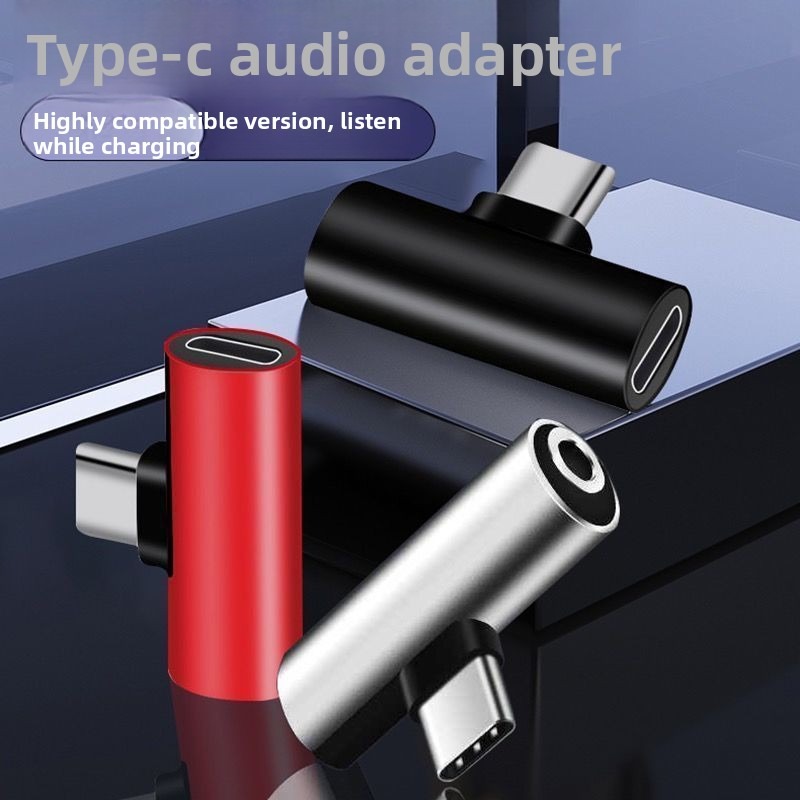 2 in1 typ c-adaptrar 3.5mm hörlursuttag samtidig laddning och lyssnande dubbla portar universell telefon kompatibel med bärbar dator