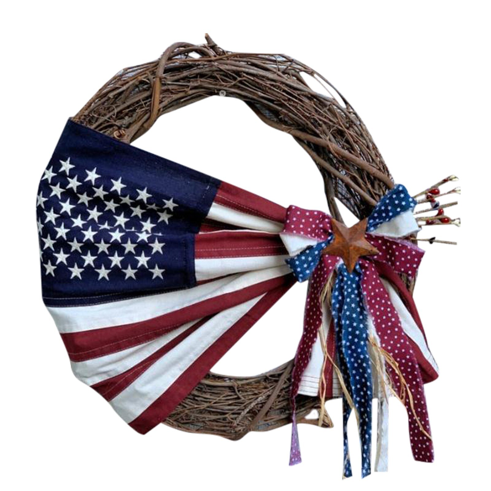 Independence Day Wreath Porch Decoration Front Door Outdoor The Letter Hanging Round Wreath Decor Wreaths Garlands: G