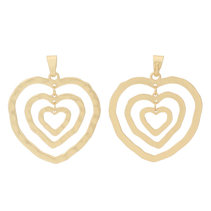 ZXZ 2 stücke Matte Gold Große Hohl Offene Herz Baumeln Herzen Charms Anhänger für Halskette Schmuck, Die Entdeckungen 80x67mm