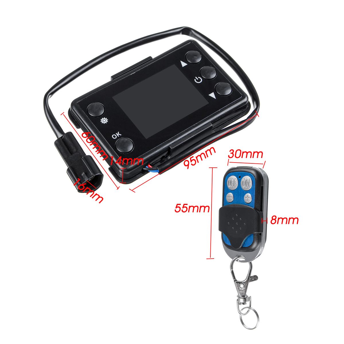 12v/24v diesels luftvärmare lcd -skärm switch+fjärrkontroll för bil diesels luftvärmare parkeringsvärmare
