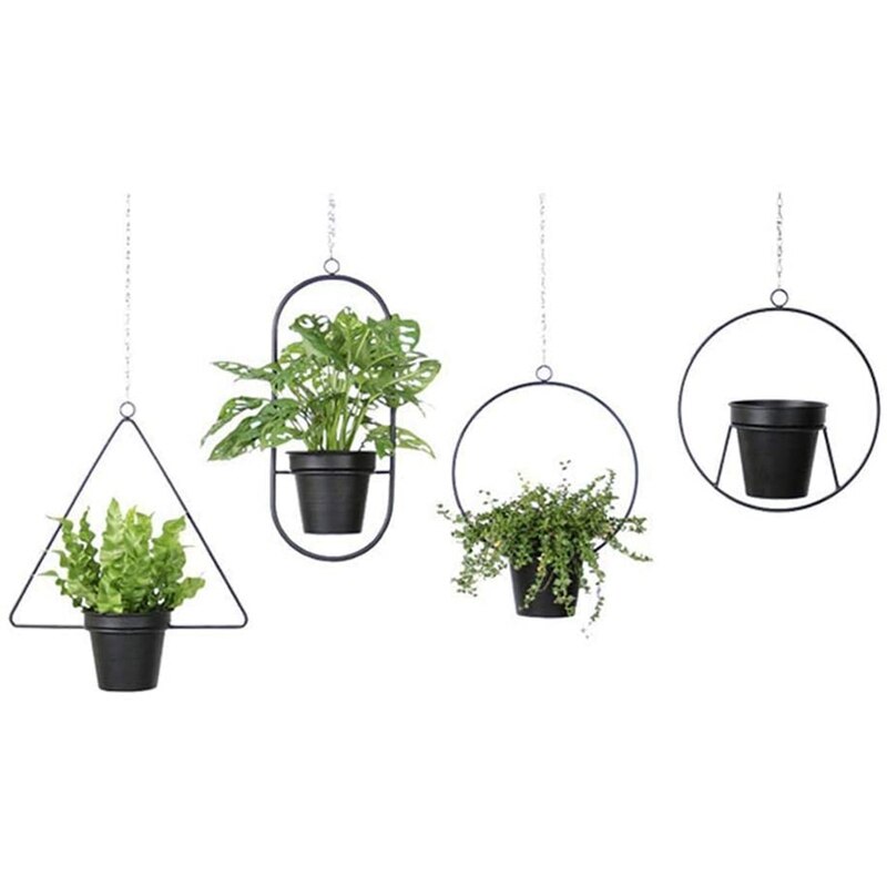 Vasi da fiori per piante sospese, 4 pezzi, appesi per decorazioni da parete per fiori, decorazioni da giardino a soffitto per balcone, con catena sospesa
