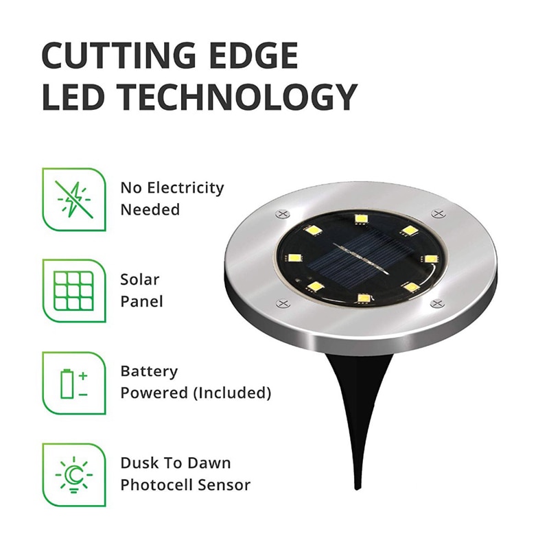 8 LED Solar Floor Light IP67 Waterproof Outdoor Solar Power Underground Lamps For Path Way Garden Terrace Stair Lighting Deco