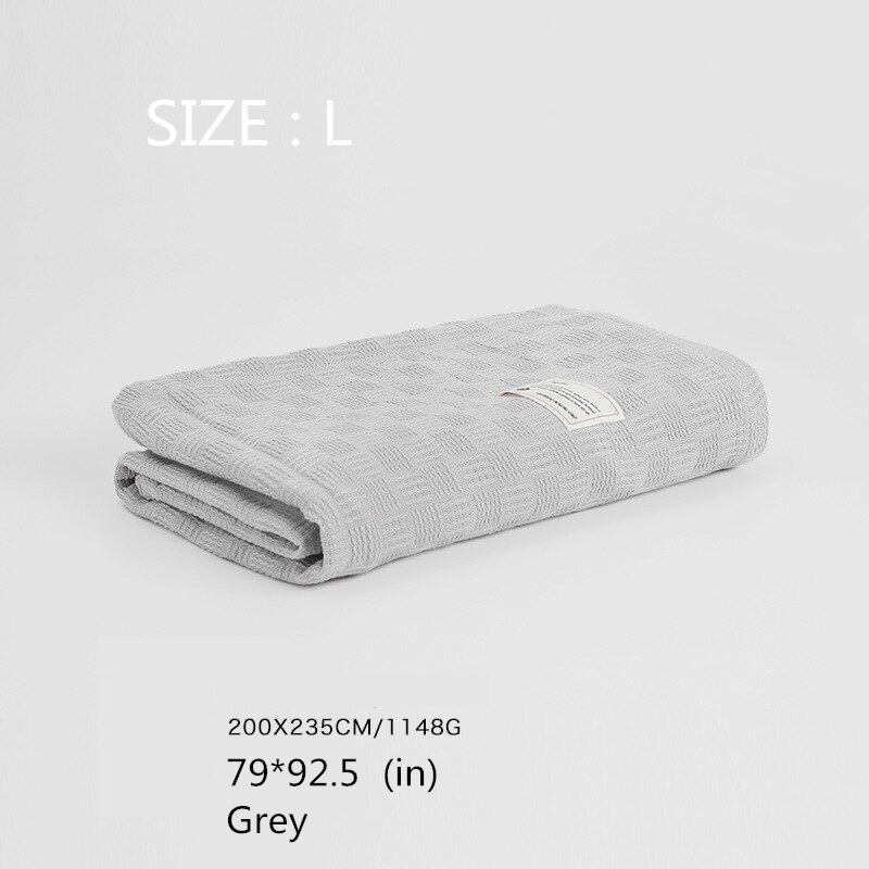 Manta de punto grueso para verano, sábanas aire acondicionado de algodón puro, manta de piel, manta para siesta Oficina, Sábana de Color sólido para el hogar: Grey L