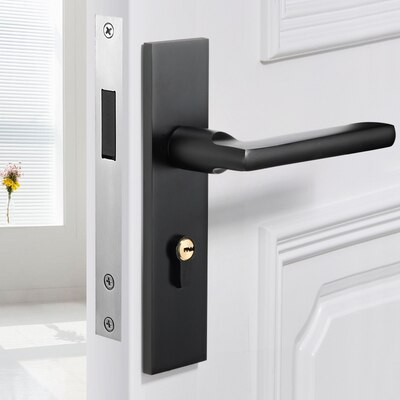 Black White solid aluminum door locks bedroom Continental door handle minimalist interior cylinder lock security locks packages