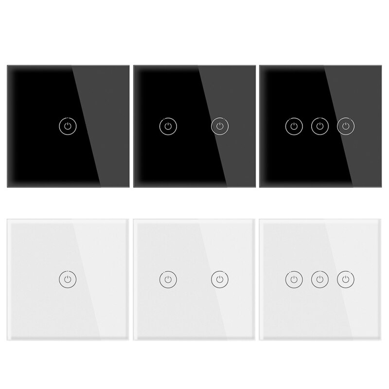 2 Color Night Soft Light Indicator Single Fire Wire Touch Tempered Glass Wall Switch Panel Scratch-resistant European Standard
