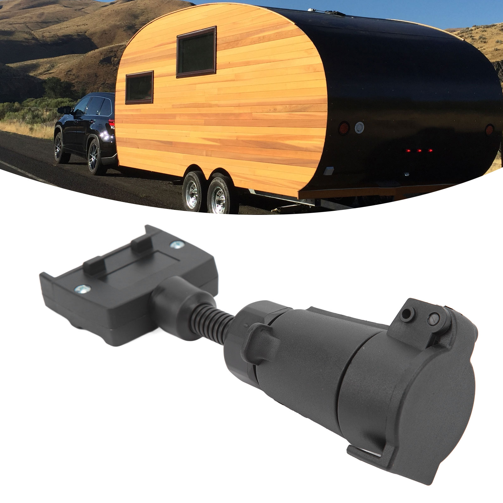 Adaptador de enchufe redondo para remolque, Conector de cableado Simple de 7 pines, hembra a macho plano, para caravana y barco