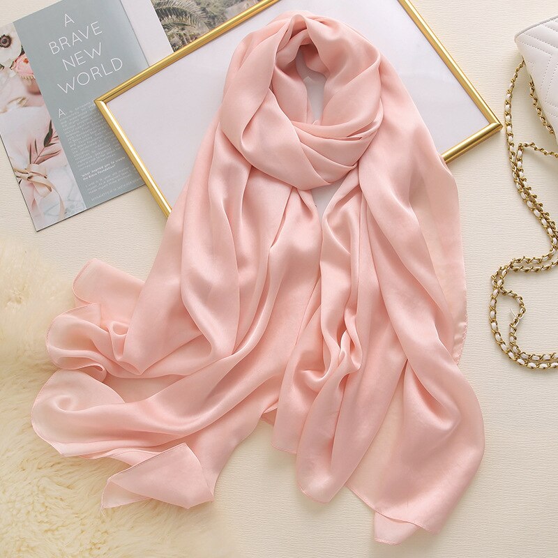Châle en Polyester pour Femme noir | Écharpe Hijab solide, belle écharpe d'été en soie, châles et enveloppes longs de plage en mousseline: N8