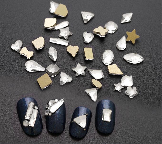16 Stijl S/L-Steentjes, Speciale Vormige Non Fix Steentjes, 20Pcs Plaksteen, crystal Clear Nail Art Rhinestones