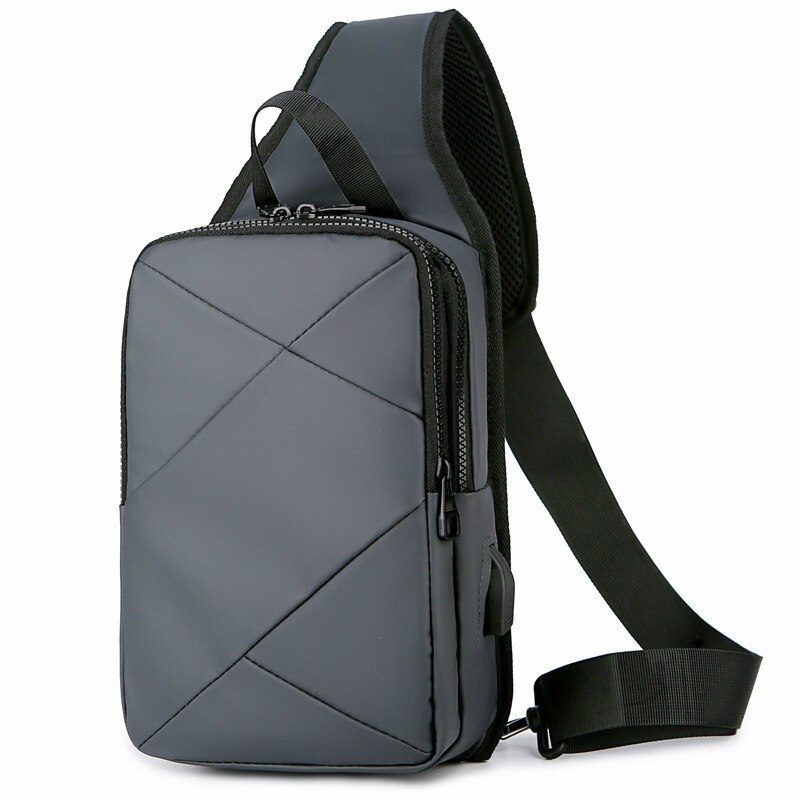 Heren borsttas, slimme usb-oplaadtas, waterafstotende nylon zakelijke casual tas, draagbare schoudertas: Donkergrijs