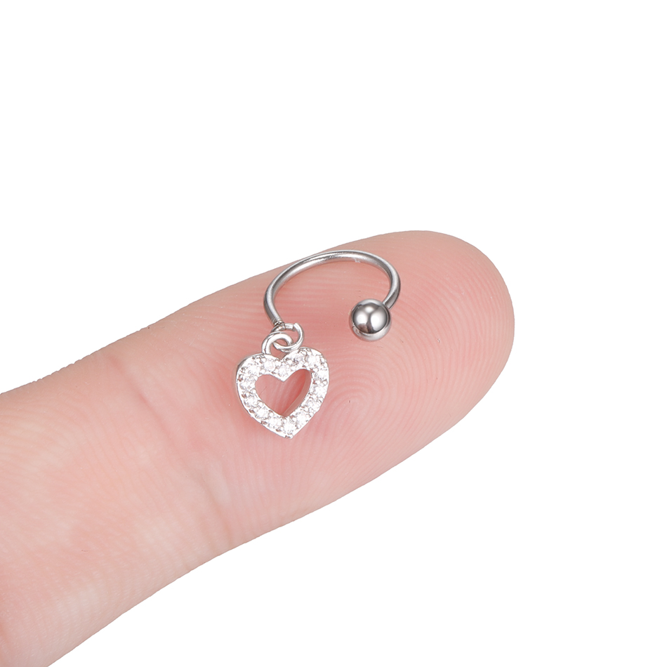 1 PC Staal Dangle CZ Kraakbeen Hoepel Met Messing Crown Hart Hanger Roek Tragus Kwab Helix Lip Oor Piercings sieraden 20G