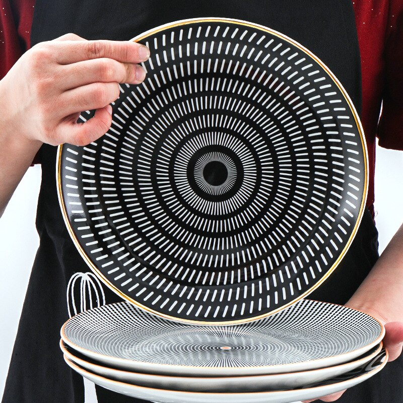 Scandinavische Stijl Geometrische Serie Keramische Ontbijt Plaat Westerse Gerecht Steak Plaat Schotel Schotel Plaat Fruitschaal Decoratieve Opknoping