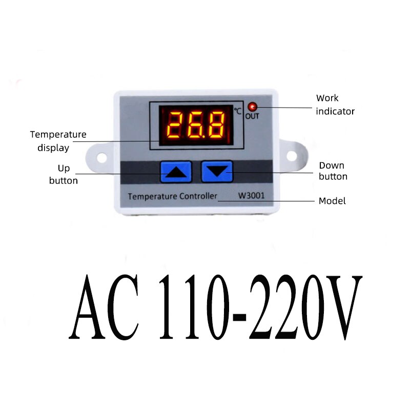 W3001 LED Digital Control Temperature Microcomputer Thermostat Switch Thermometer Thermoregulator 12/24/220V: AC110-220V