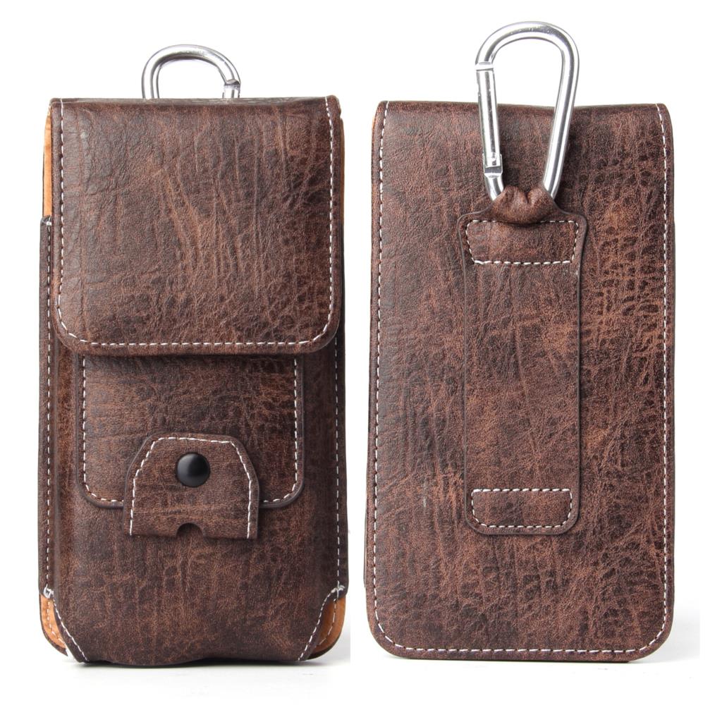 Universele Pouch Lederen Case Voor Nokia 6.2 4.2 3.2 2.2 3 5X5X6X7X71 taille Tas Magnetische holster Riemclip Telefoon Cover: For Nokia X6 / Coffee