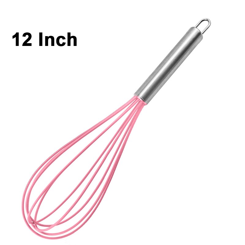 Rvs Garde Keuken Whisk Melk Eiklopper Voor Koken Mengen Kloppen Verslaan Roeren Ballon Garde 8 "10" 12": 12 INCH Pink