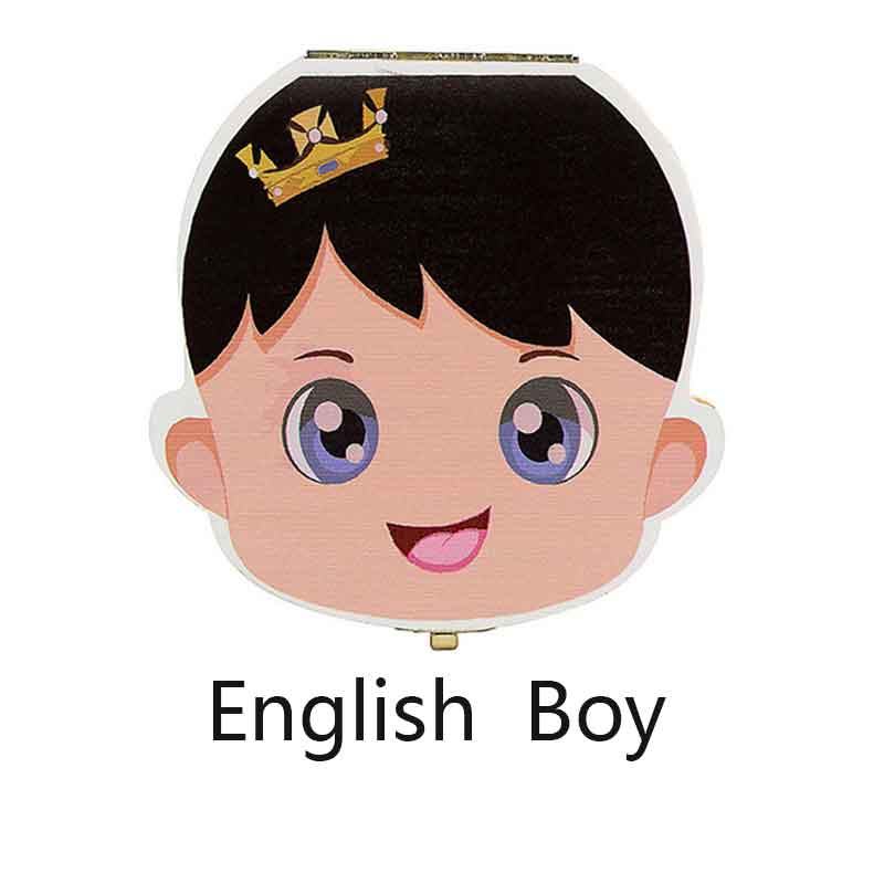 Tandkasse opbevaring souvenirs træ mælke-tænder-arrangør piger baby børn drenge russisk/fransk/spansk til drenge piger legetøj: Engelsk blackboy