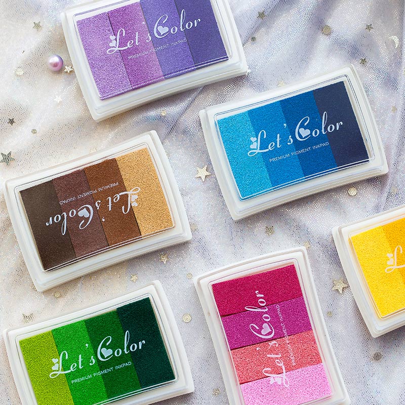 6 Gradient Colors Ink Pads for Rubber Stamps Inks Concave Waist Seal Ink Pad for Paper Wedding Sign Painting Scrapbooking Inkpad