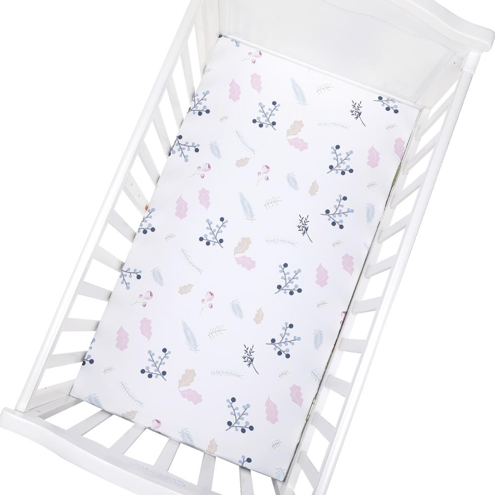 Egmaobaby 100%  bomulds tremmeseng monteret lagen blød babyseng madrasbetræk beskytter tegneserie nyfødt sengetøj til tremmeseng str. 130*70cm: Zld 0003