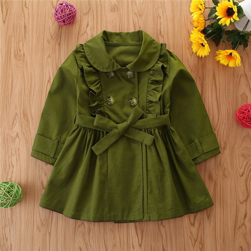 Baby mädchen kleidung Baby mädchen frühling und herbst Mitte-länge einfarbig krawatte windjacke jacke mädchen baumwolle oben oberbekleidung