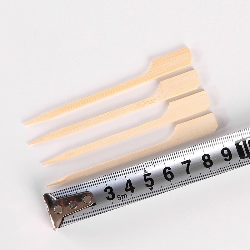 100-200pcs 9cm 3.5in Natural Bamboo Paddle Pick Flat Wood Skewer Fruit Food Picker Cocktail Paddle Bar Barbecue Party Supplies