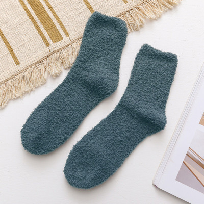 Chaussettes molletonnées pour hommes, chaudes, duveteuses, épaisses, décontractées, à la , blanches, noires, en molleton de corail: 6