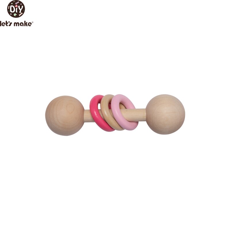 Let's make 5pcs BPA Free Natural Beech Wooden Teething Rings Baby Toys Tiny Rod Baby Shower Montessori Play Gym Rattles: type 7