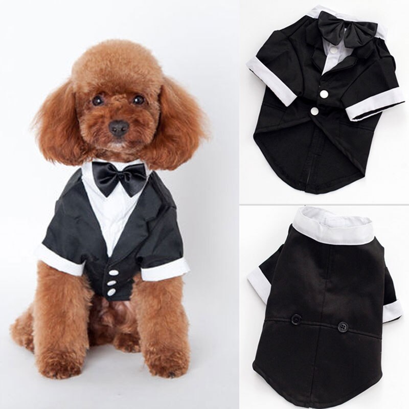 Perro mascota ropa para cachorros de gato traje de boda traje de esmoquin pajarita cachorro ropa de abrigo traje de camisa de cuello XS, S, M, L, esmoquin XL