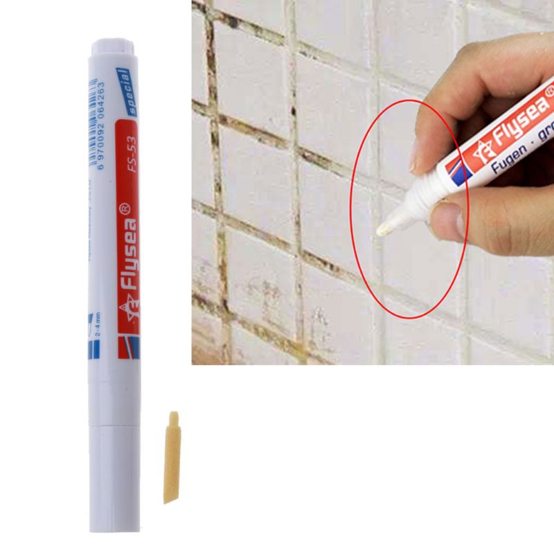 4Pcs Tile Grout Pen White Grout Renew Repair Marker with Replacement Nib Tip to Restore The Look of Tile Grout Lines Pen