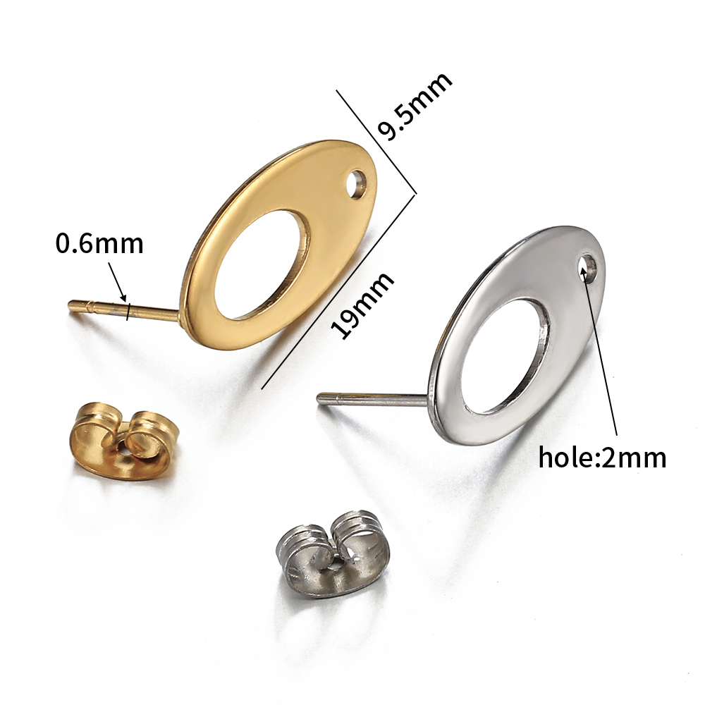 10 pezzi di orecchini a bottone in acciaio inossidabile con superficie liscia, base per orecchini pendenti con foro per ciondolo, creazione di gioielli fai da te, accessori