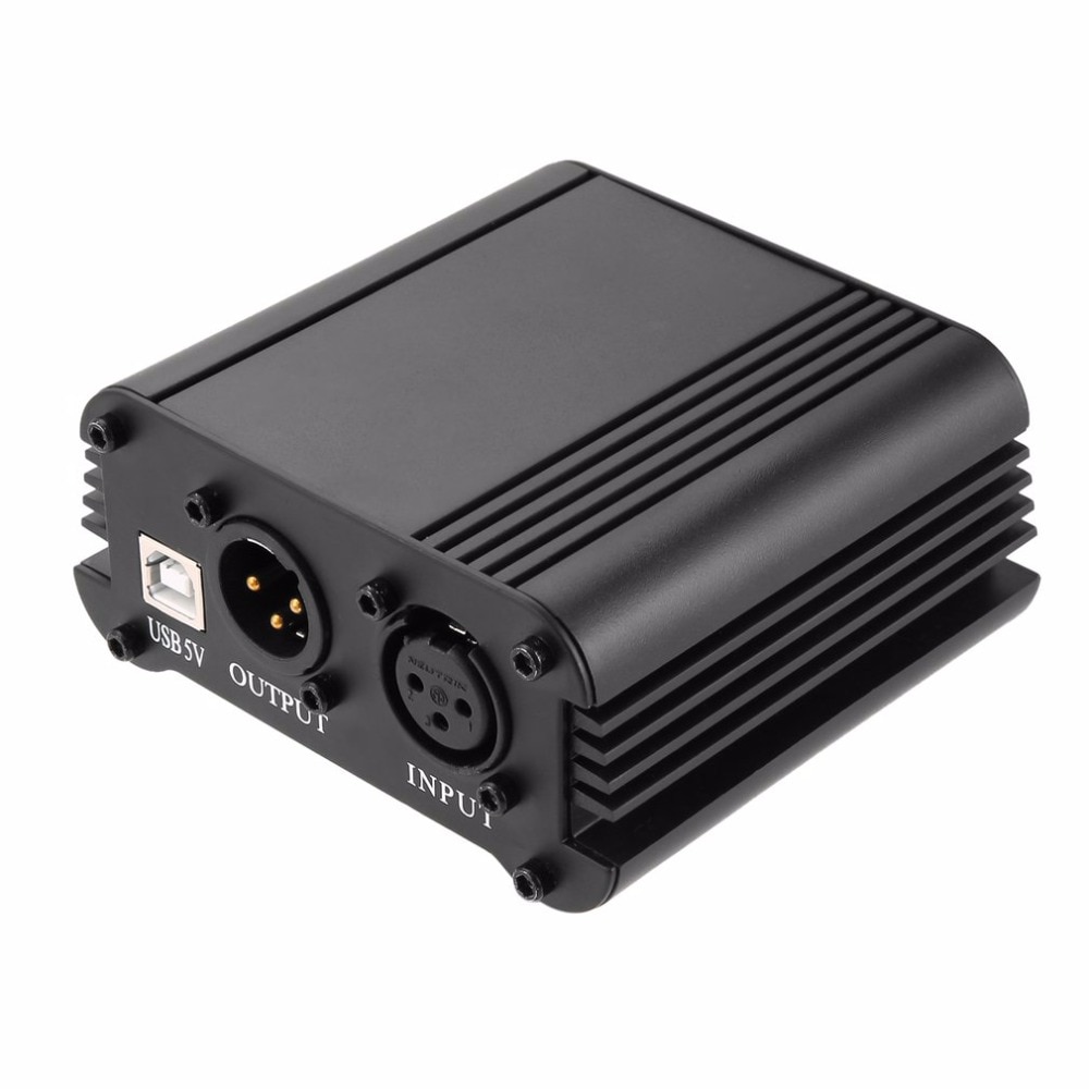 48V 1-Kanaals Phantom Voeding Met Een Xlr Audio Kabel Voor Condensator Microfoon Studio Muziek Voice Recording apparatuur