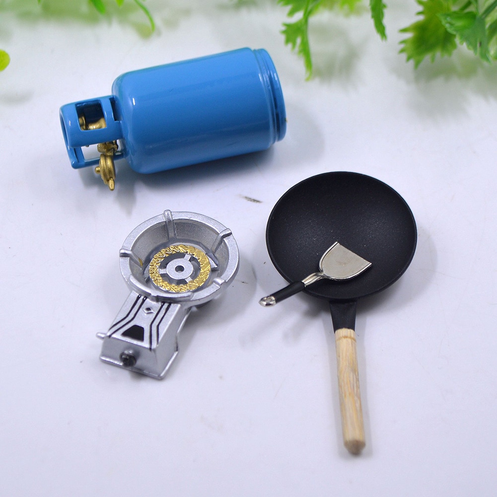4 stk/sæt 1/12 dukkehus mini køkkenlegetøj legeret gaskomfur tank redskaber værktøj miniature mad pigelegetøj til børn
