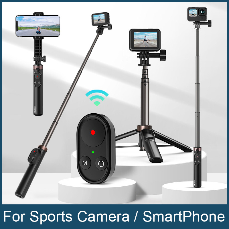 72M Draadloze Bluetooth Selfie Stok Statief Aluminium Opvouwbare Monopod Met Afstandsbediening Voor Gopro Action Camera Smartphones
