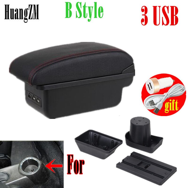 Voor Mini Cooper Armsteun Doos Countryman R60 R53 R56 R57 R58 Auto Armsteun Box Nterior Retrofit Onderdelen Centrum Opbergdoos usb: B style red line