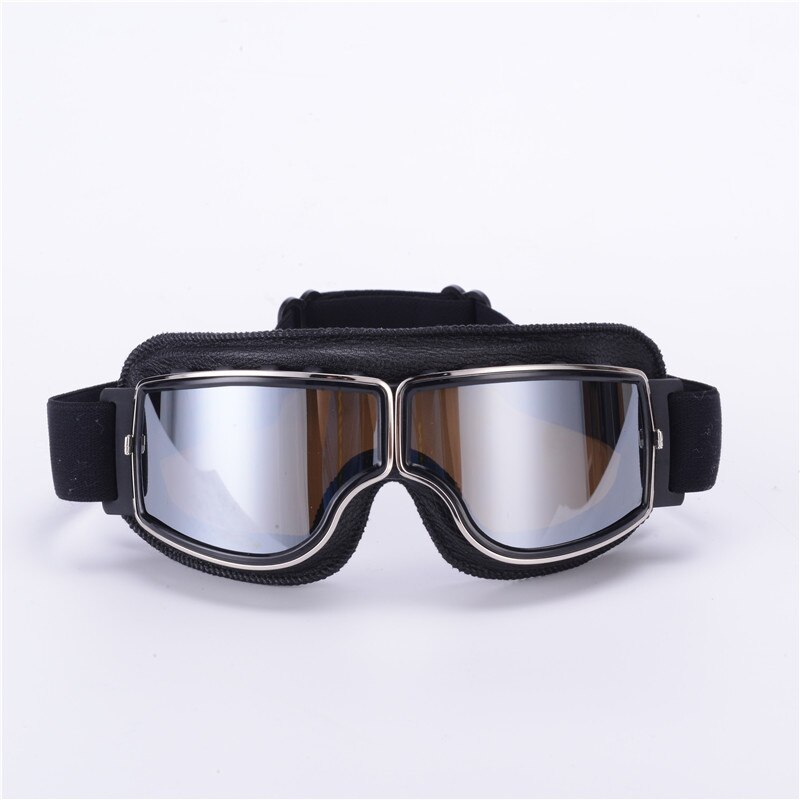 Retro Motorcycle Goggles Glasses Aviator Cruiser Vintage Leather Glasses Cafe Racer Half Helmet Goggles
