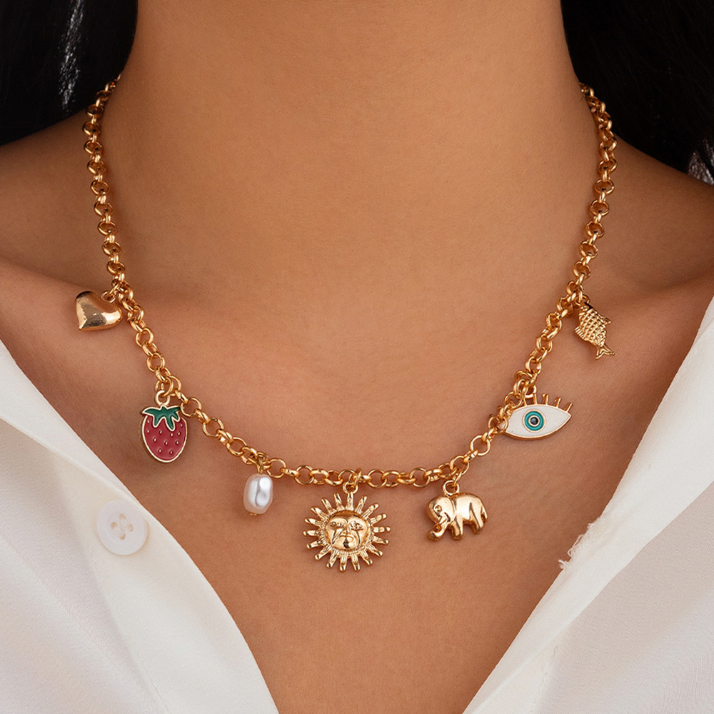 Exquisitos dijes, collar con colgante de perlas para mujer, gargantilla con dije de lazo de Color dorado de acero inoxidable, concha de concha, de joyería de