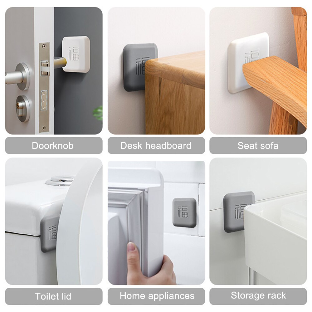 Silicone Door Handle Bumpers Self Adhesive Deurstopper Protection Porte Pad Shock Mute Blessing Square Wall Protector Pad