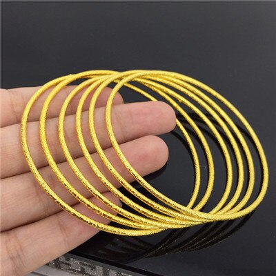 Lote de 10 unidades de pulseras de Color dorado puro para mujer, joyería nupcial, brazaletes redondos, pulsera de mujer, accesorios: mosha