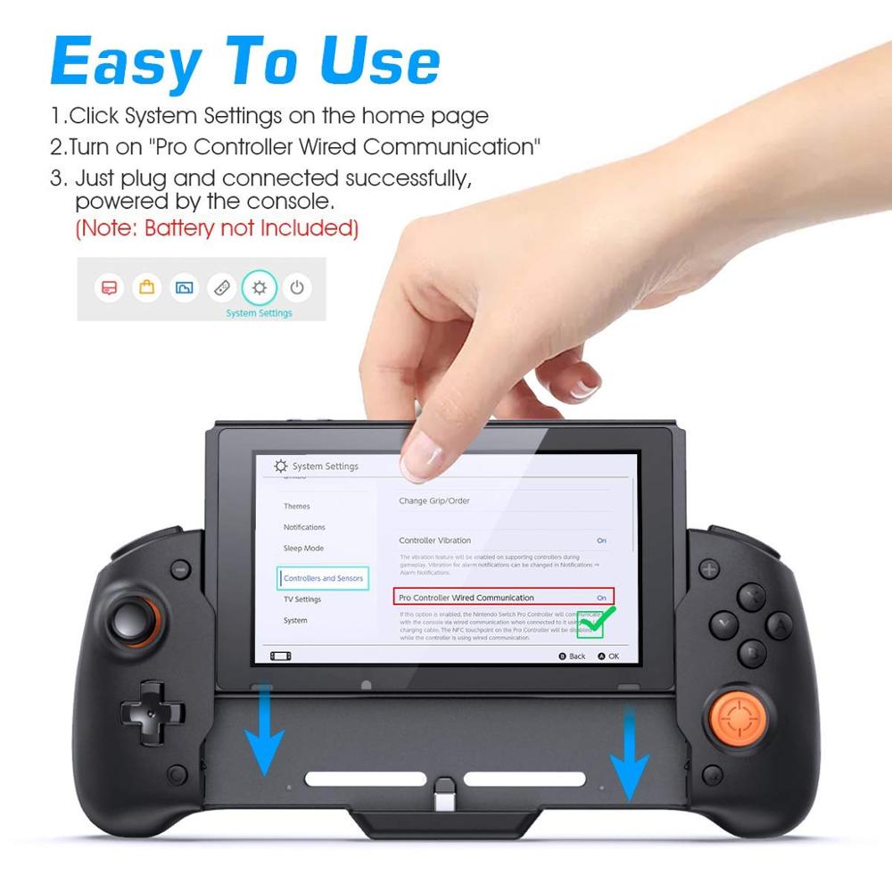 For Nintendo Switch Handheld Controller Grip Gamepad Double Motor Vibration Built-in 6-Axis Gyro Sweat-Proof