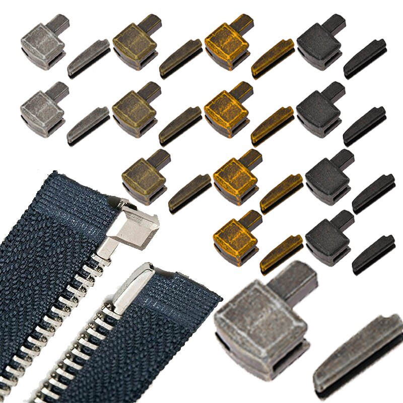 5 sets metalen reparatie ritsstoppers met open einde, doe-het-zelf naaiaccessoires voor ritsen voor kleding