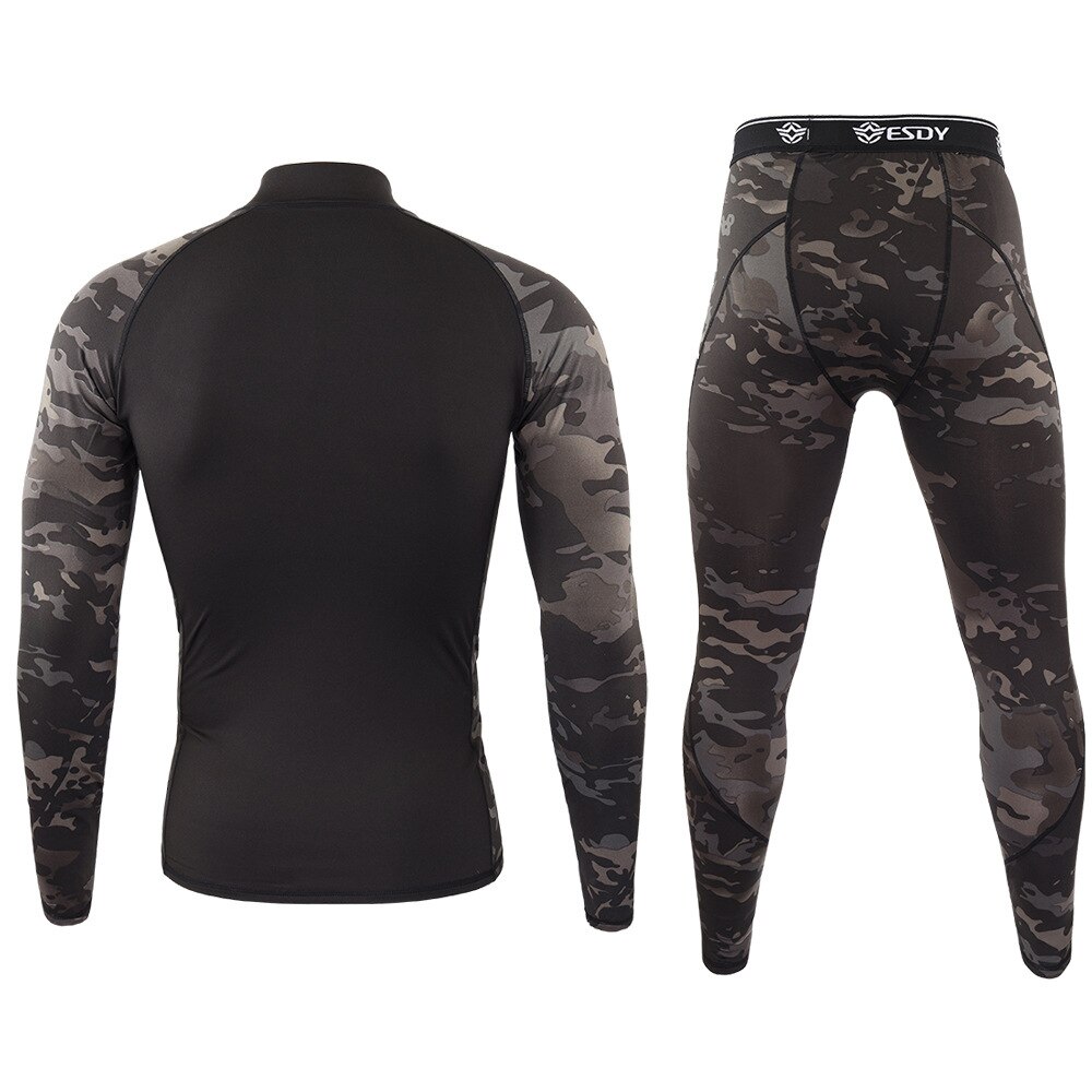 Thermo Underwear Men&#39;s Suit Tracksuit Compression Base First Layer Sport Rashgard Fleece Thermal Underwear Long Johns